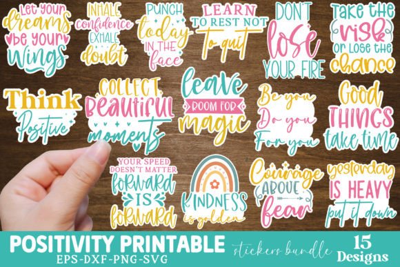 Download Positivity Printable Stickers Bundle - Printable stickers bundle Collection