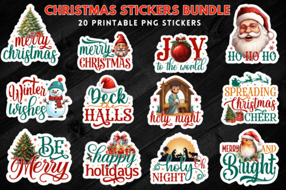 Download Christmas Printable Stickers Bundle - Printable stickers bundle Collection