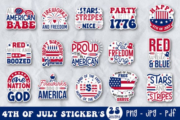 Download 4th of July Printable Stickers Bundle - Printable stickers bundle Collection