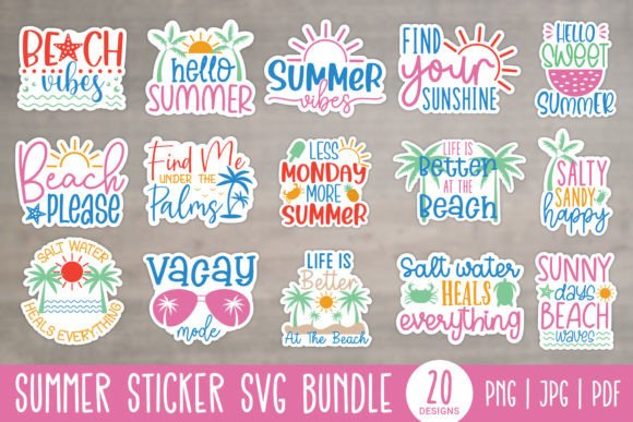 Download Summer Printable Stickers Bundle - Printable stickers bundle Collection