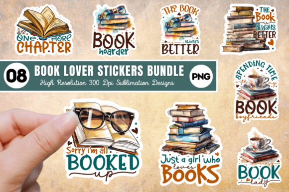 Download Book Lover Printable Stickers Bundle - Printable stickers bundle Collection
