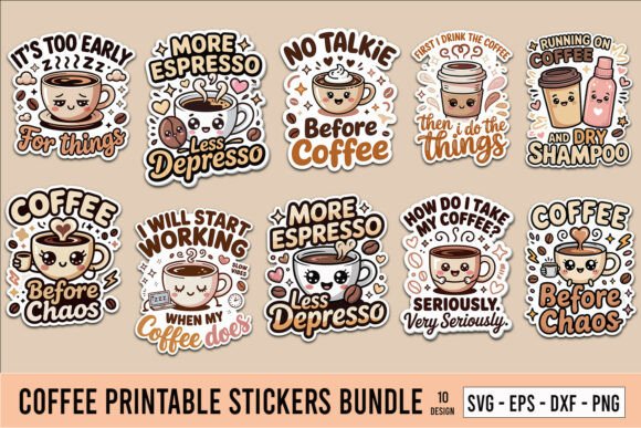 Download Coffee Printable Stickers Bundle - Printable stickers bundle Collection