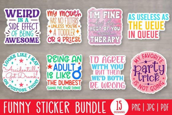 Download Funny Printable Stickers Bundle PNG - Printable stickers bundle Collection