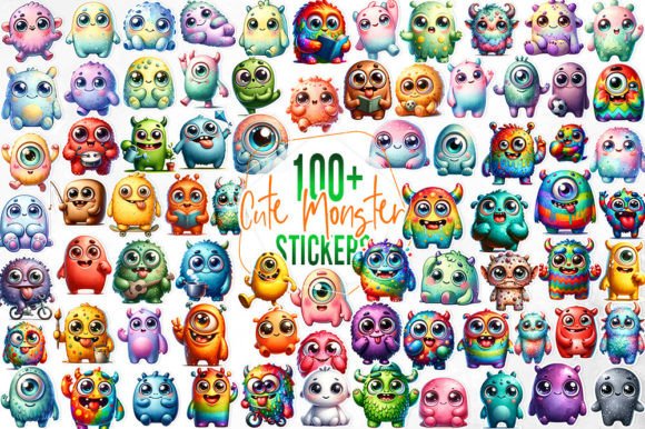 Download 100+ Cute Monster Stickers Bundle - Monster Collection